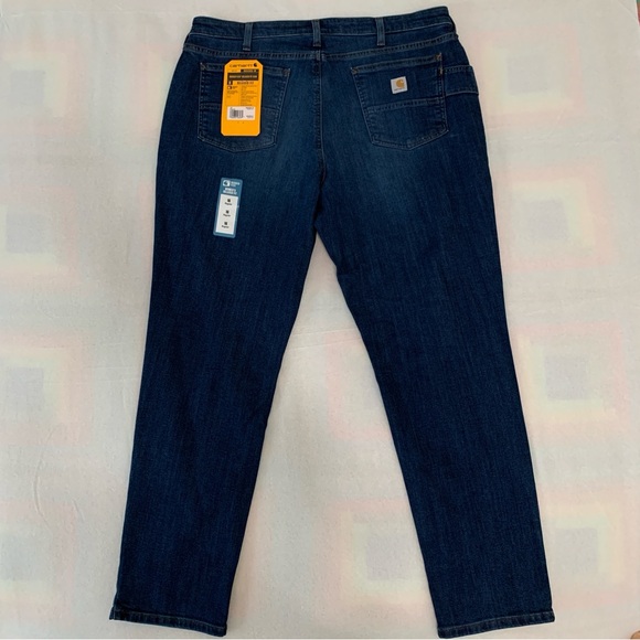 NWT Carhartt Jeans Women's Rugged Flex Relaxed Fit Straight Stretch Blue 16R - Picture 1 of 16